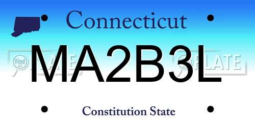 MA2B3L Connecticut License Plate