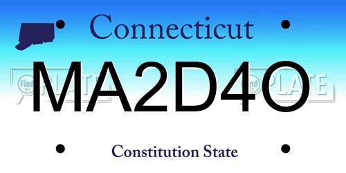 MA2D4O Connecticut License Plate