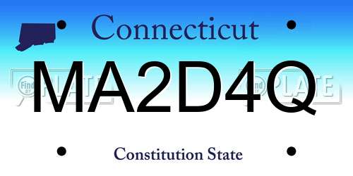 MA2D4Q Connecticut License Plate