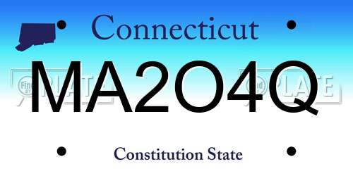 MA2O4Q Connecticut License Plate