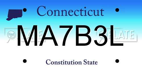 MA7B3L Connecticut License Plate