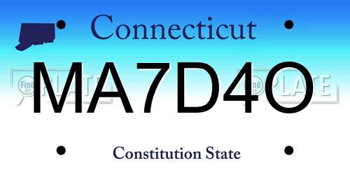 MA7D4O Connecticut License Plate