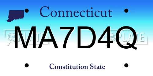 MA7D4Q Connecticut License Plate