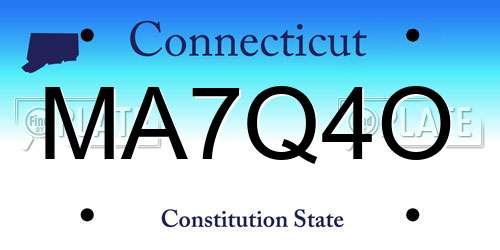 MA7Q4O Connecticut License Plate