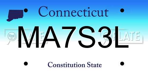 MA7S3L Connecticut License Plate