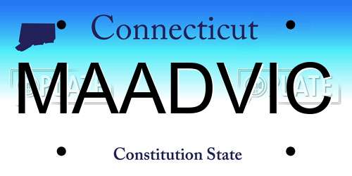 MAADVIC Connecticut License Plate