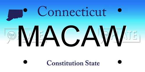 MACAW Connecticut License Plate