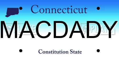 MACDADY Connecticut License Plate