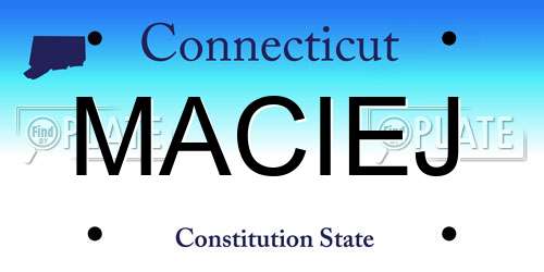 MACIEJ Connecticut License Plate