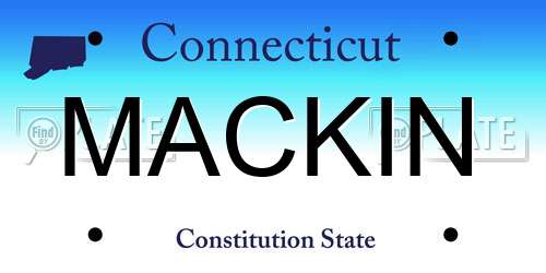 MACKIN Connecticut License Plate