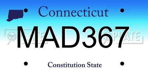 MAD367 Connecticut License Plate