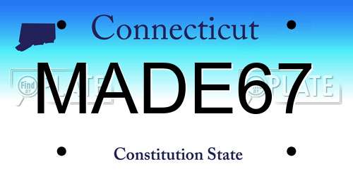 MADE67 Connecticut License Plate
