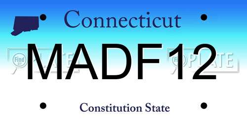 MADF12 Connecticut License Plate