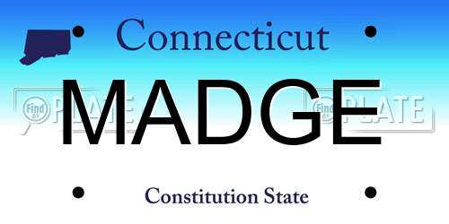 MADGE Connecticut License Plate