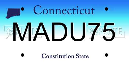 MADU75 Connecticut License Plate