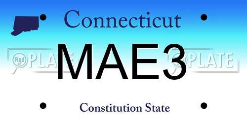 MAE3 Connecticut License Plate