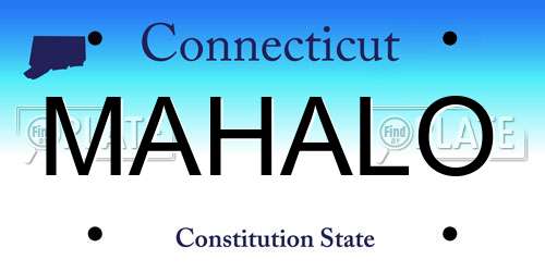 MAHALO Connecticut License Plate