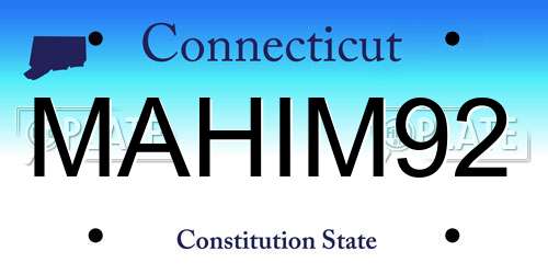 MAHIM92 Connecticut License Plate