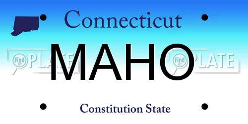 MAHO Connecticut License Plate
