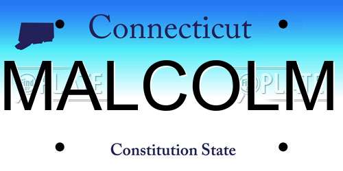 MALCOLM Connecticut License Plate