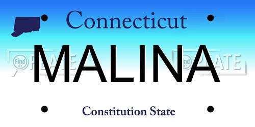 MALINA Connecticut License Plate