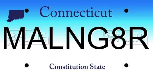 MALNG8R Connecticut License Plate