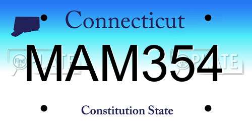 MAM354 Connecticut License Plate