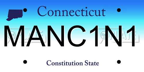 MANC1N1 Connecticut License Plate