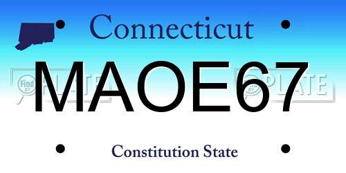 MAOE67 Connecticut License Plate