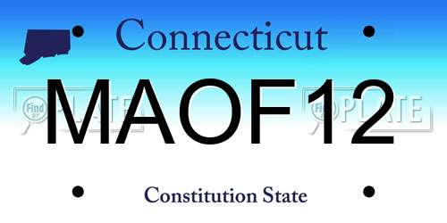 MAOF12 Connecticut License Plate
