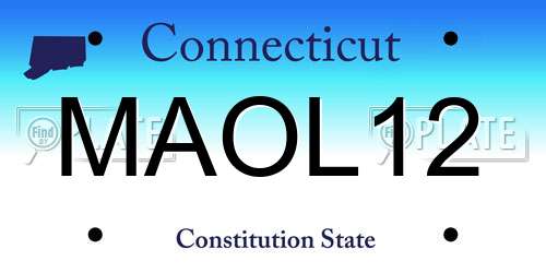 MAOL12 Connecticut License Plate
