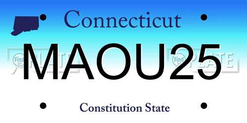 MAOU25 Connecticut License Plate