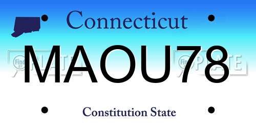 MAOU78 Connecticut License Plate