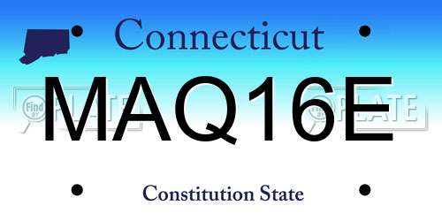 MAQ16E Connecticut License Plate