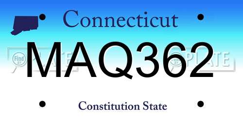 MAQ362 Connecticut License Plate