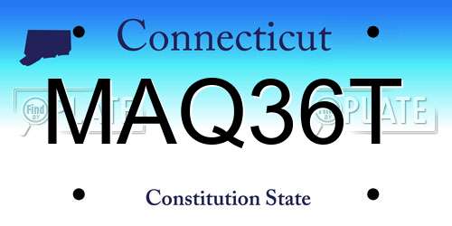 MAQ36T Connecticut License Plate