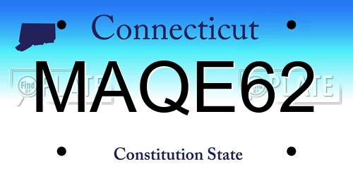 MAQE62 Connecticut License Plate