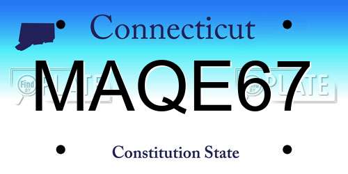 MAQE67 Connecticut License Plate
