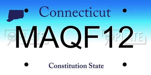 MAQF12 Connecticut License Plate