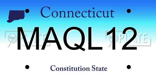 MAQL12 Connecticut License Plate