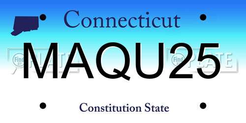 MAQU25 Connecticut License Plate