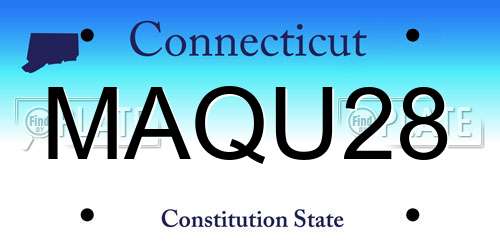 MAQU28 Connecticut License Plate