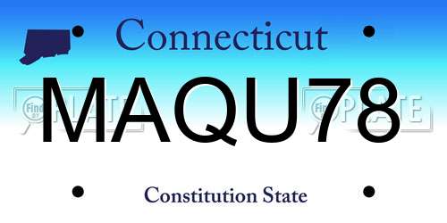 MAQU78 Connecticut License Plate