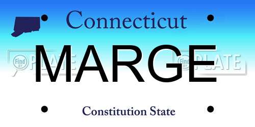 MARGE Connecticut License Plate