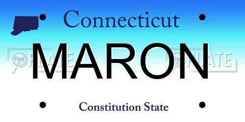 MARON Connecticut License Plate