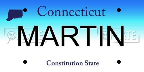 MARTIN Connecticut License Plate