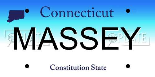 MASSEY Connecticut License Plate