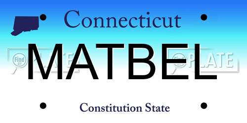 MATBEL Connecticut License Plate