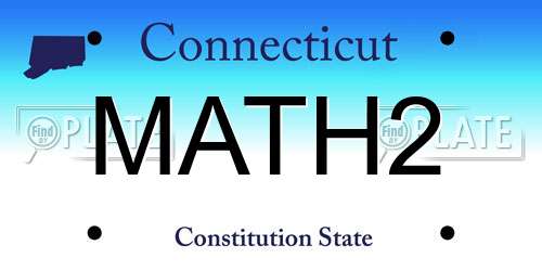MATH2 Connecticut License Plate