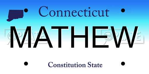 MATHEW Connecticut License Plate